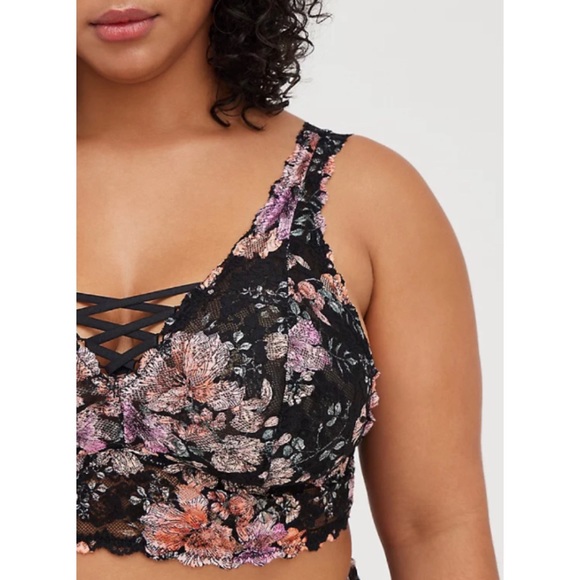 🆕 Floral Lace V-neck Bralette 2 2X 18 20 NWT Torrid New! - Picture 4 of 8